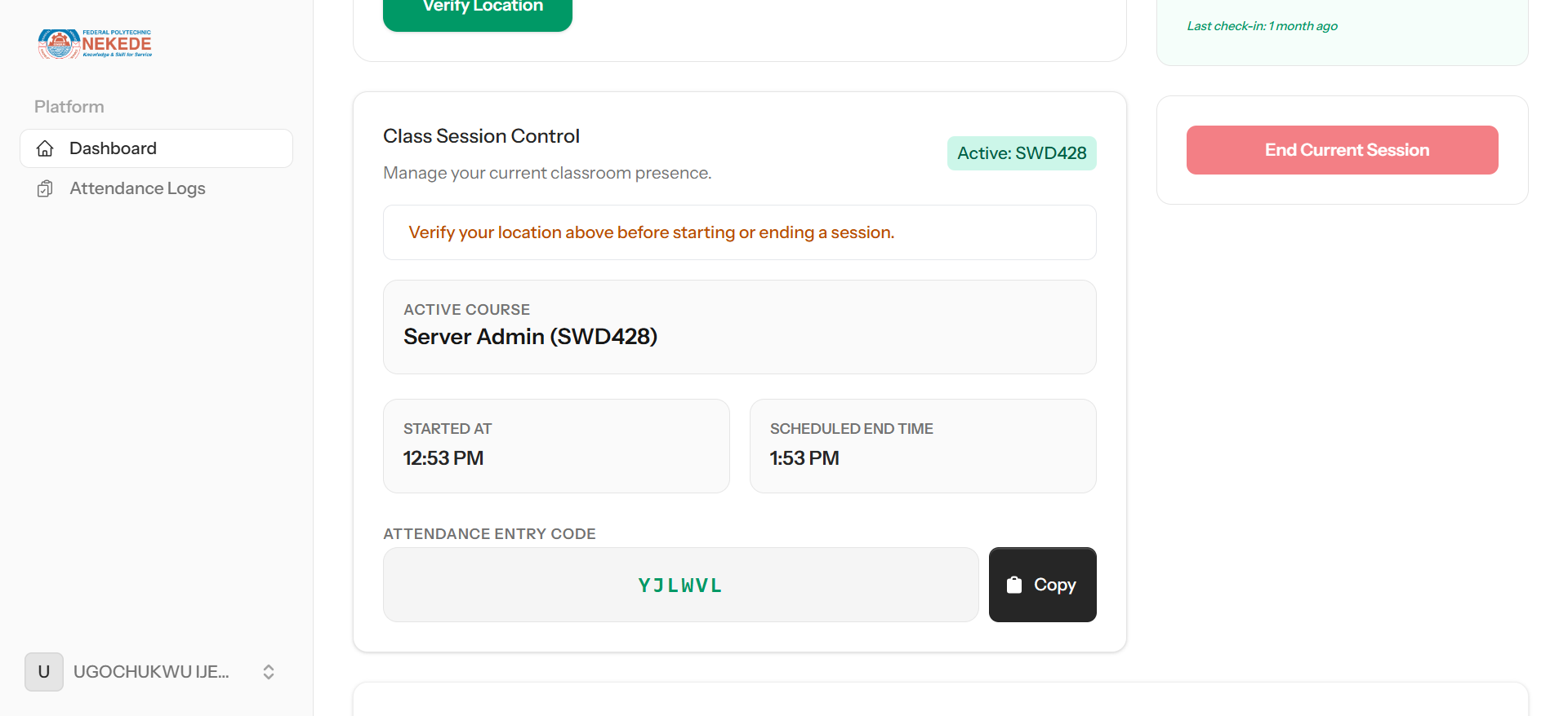 FPN Smart Attendance System — screenshot 3